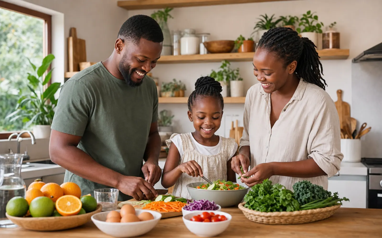 A person preparing a nutritious meal in a bright everyday setting